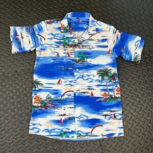 Design in Italy, Hawaiian Style Men's Shirt, Multi Color Size Small Dry Clean